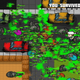 The end of a level in Acquitted, the ground covered in green zombie goo.